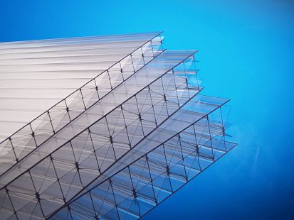 Сотовый поликарбонат строительный 2100x6000x16 мм бесцветный BORREX